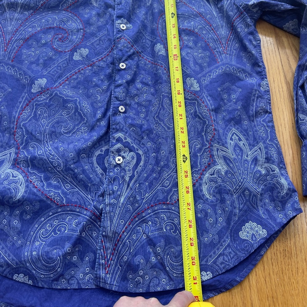 Robert Graham Men's XL Purple Paisley Button Down Shirt Contrast White Collar LS - Picture 9 of 10